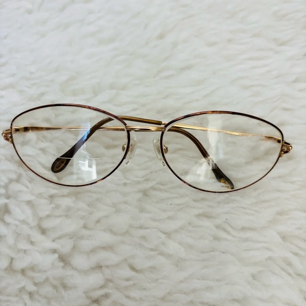 Safilo Emozioni Brown Tortoise/Gold Oval Glasses Frame Only